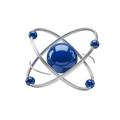 Elegant 3D Blue Atom &ndash; A modern symbol of science, innovation, and the fundamental building blocks of matter