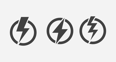 Minimalist Lightning Bolt Icon – Monochrome Electricity and Power Vector