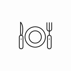 Fototapeta premium knife fork plate icon sign vector