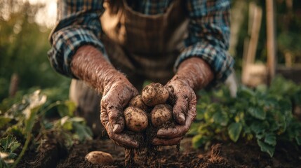 Harvesting Potatoes: A Farmer's Hands