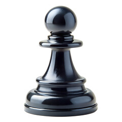 A single black chess pawn piece, isolated on a transparent background, representing strategy and the beginning of a game