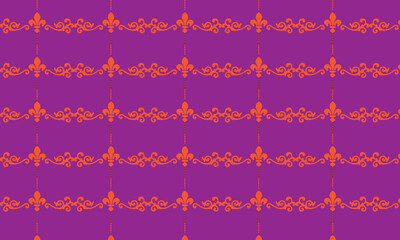 Orange fleur de lis scroll pattern on purple background vector © RUHUL