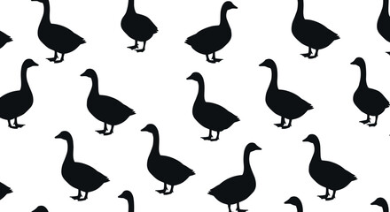 Goose silhouette set – vector icons of standing and walking geese for wildlife, farm, nature, animal, and bird design projects