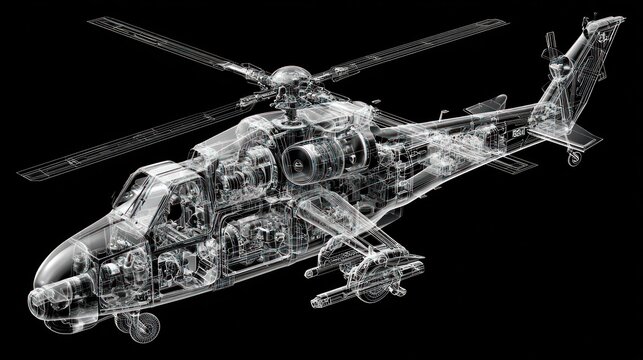Mil Mi-24 Hind Helicopter: Transparent X-Ray View