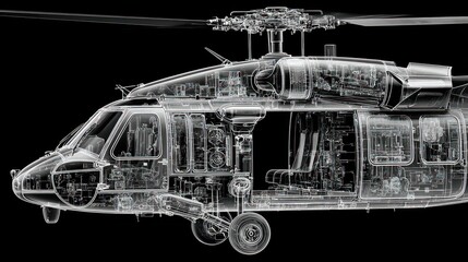 UH-60 Black Hawk Helicopter: A Transparent X-Ray View