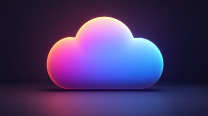 A colorful, illuminated cloud shape on a dark background, ideal for representing digital storage, cloud computing, or technology themes in marketing materials or websites,
