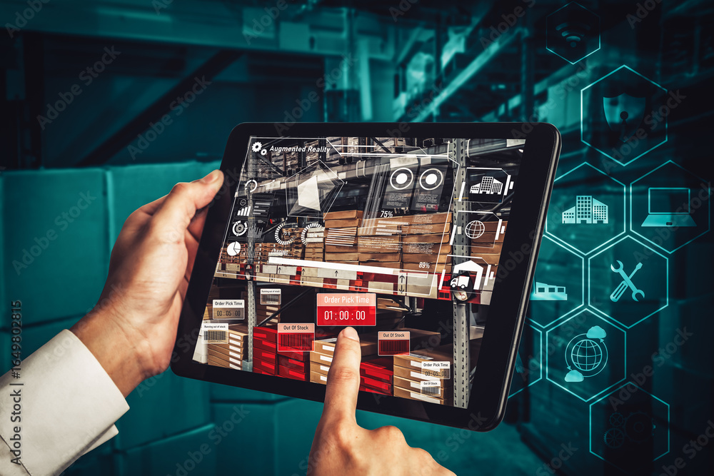 Poster smart warehouse management system using augmented reality technology to identify package picking and