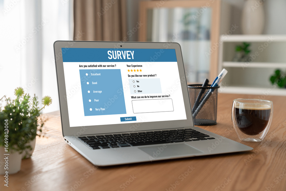 Poster online survey form for modish digital information collection on the internet network
