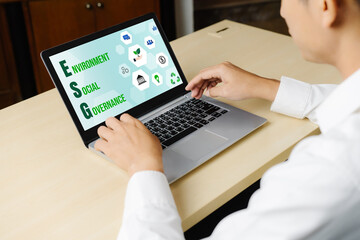 ESG environmental social governance policy for modish business to set a standard to achieve high...