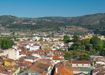 Chaves historic center aerial view photo, portugal