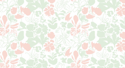 Gentle Floral Hand-Drawn Vector Illustration with Watercolor Texture, a Beautiful and Delicate Botanical Pattern Perfect for Artistic and Spring-Themed Designs.