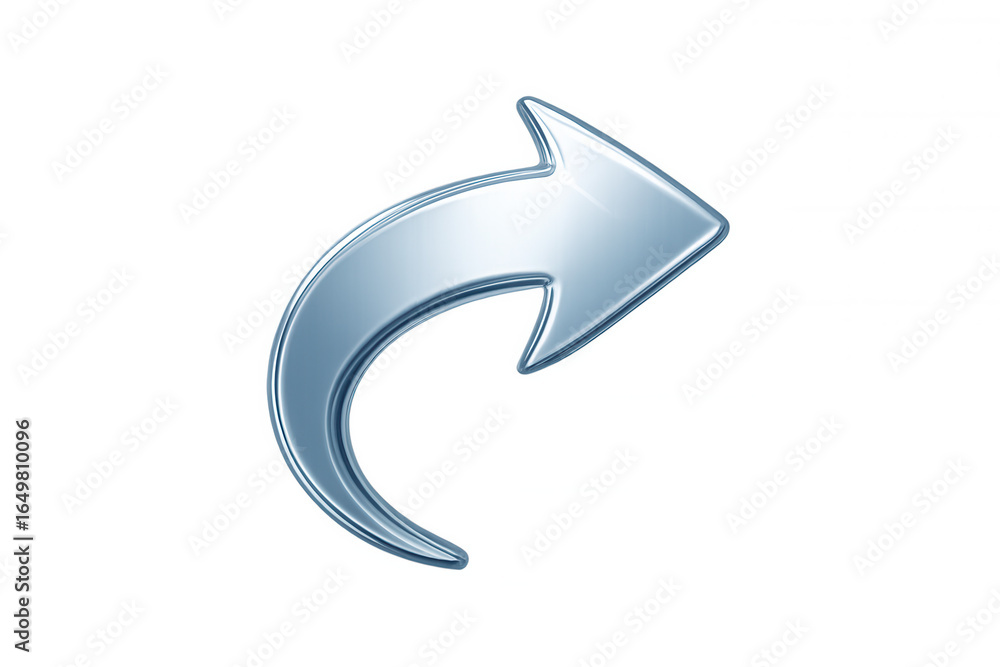 Poster shiny metallic blue arrow pointing to the right on a transparent background, perfect for web design 
