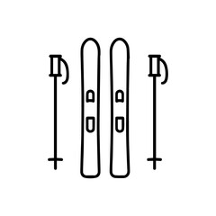 Line icon skis and poles vector on white background
Vector line icon on white background