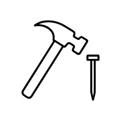 Line icon hammer and nail vector on white background
Vector line icon on white background
