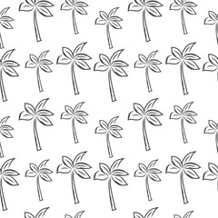 Doodle retro summer pattern.Palm trees vector seamless design.