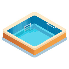 Fototapeta premium Isometric Style Swimming Pool Illustration with Blue Water and Minimalist Ladder