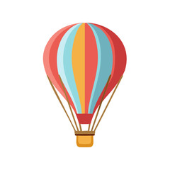 Naklejka premium Hot Air Balloon Isolated Vector Illustration Colorful Balloon with Basket Graphic