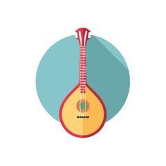 Naklejka premium Portuguese Mandolin Musical Instrument Flat Vector Illustration on Round Background