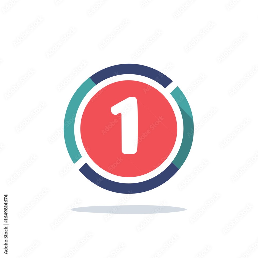 Poster number one inside segmented circle