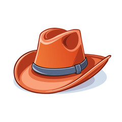 Stylish Orange Cowboy Hat with a Blue Band Design Isolated on White Background