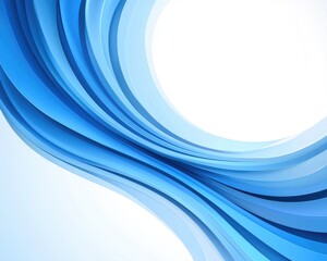 Fototapeta premium Abstract composition with flowing, layered ribbons of gradient blue hues against a white background, creating a sense of movement and depth. Soft curves and highlights