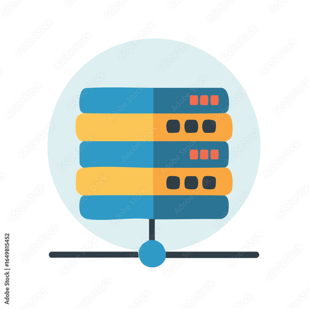 Poster illustration of multiple server stack hosting data in cloud network