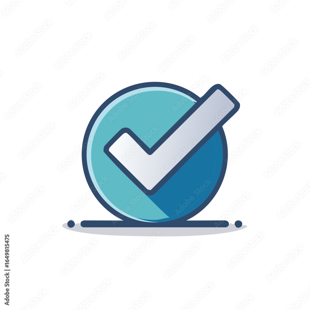 Poster approved check mark inside a circle shape icon verification graphic design symbol