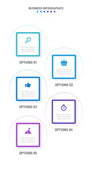 Vertical progress bar featuring 5 arrow-shaped elements, symbolizing the five stages of business strategy and progression. Clean timeline infographic design template. Vector for mobile presentation.