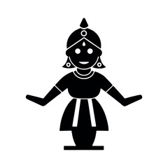 Indian Kathputli Puppet Black Silhouette Vector