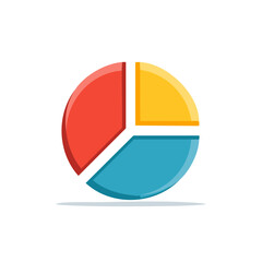 Circular Pie Chart Divided into Three Slices Representing Data Analysis