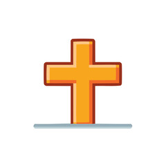 Fototapeta premium Christian Cross Symbol for Grave Marker Stone with Yellow and Brown Color Scheme