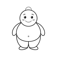 Outline Chubby Cartoon Baby Doll On White Background