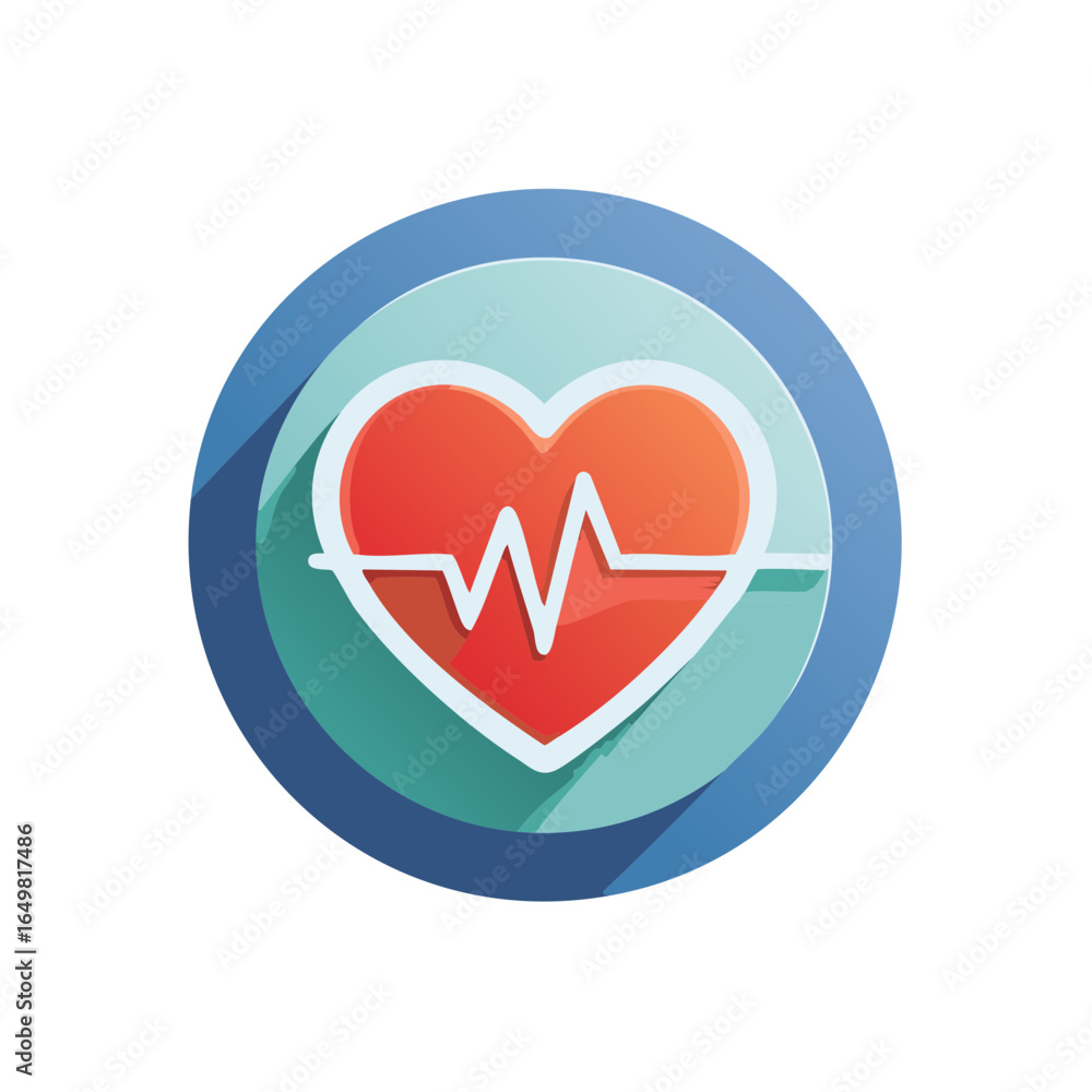 Poster heartbeat symbol inside a circle for monitoring vital sign with shadow effect