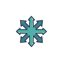 Fototapeta premium Arrows Pointing Outward in Teal Symbolizing Choices or Options