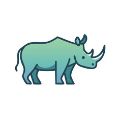 Obraz premium Cartoon Rhinoceros Walking Illustration Wildlife Fauna Horned Creature