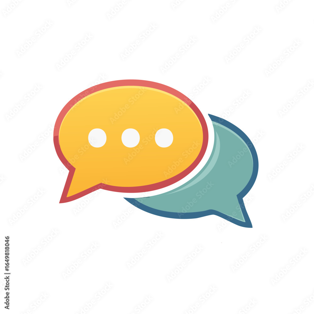Poster two overlapping speech bubbles representing conversation and communication