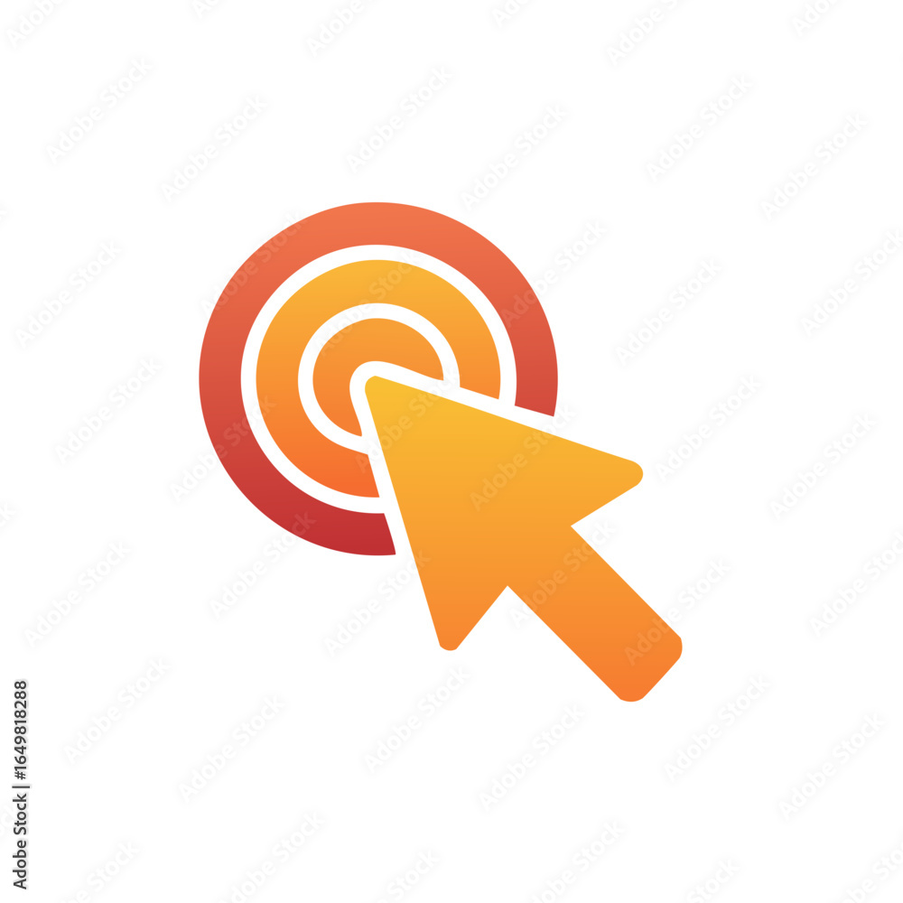 Aufkleber clicking cursor on target graphic - pointer symbol for precision and accuracy