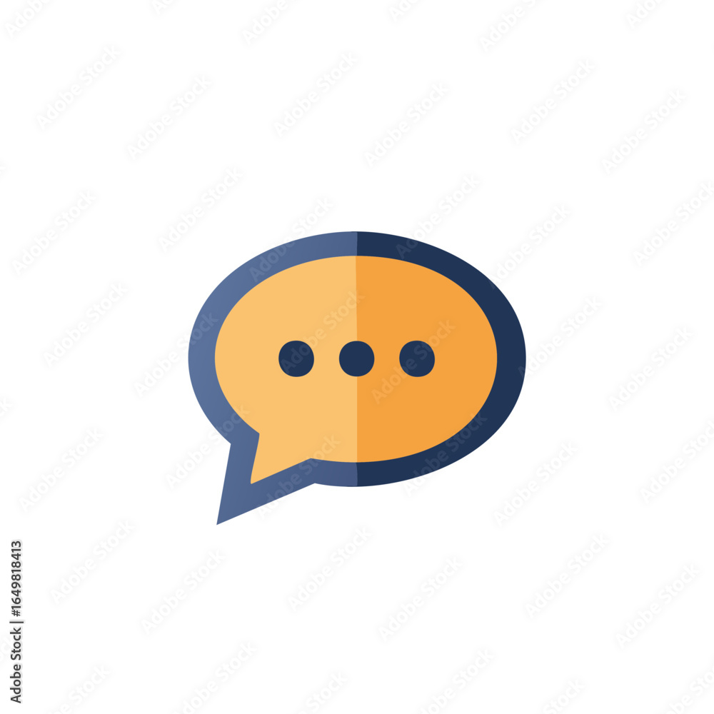 Poster speech bubble with dots, graphic communication icon, message or notification