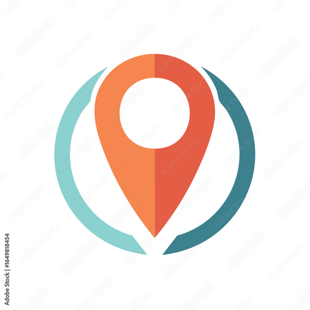 Aufkleber abstract map pin with circular accents represents location and destination finding
