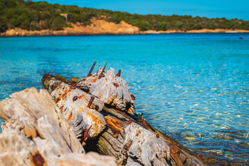 Fototapeta premium Spiaggia del relitto, Caprera, La Maddalena, Sardegna Italia Italy