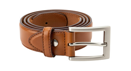 Isolated Brown Leather Belt