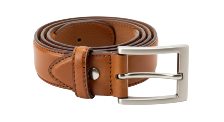 Isolated Brown Leather Belt