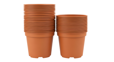 Isolated Stack of Plastic Flower Pots