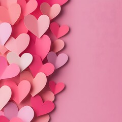 Pink Paper Hearts Love Background