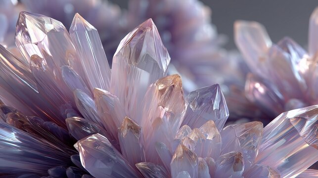 pale lavender crystal shards floating in misty void with soft rim light