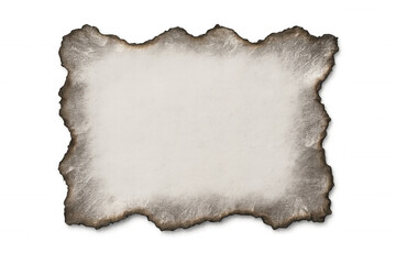 Obraz premium Vintage paper sheet burning, crumpled edges charring against transparency, creating aged, distressed graphic design element