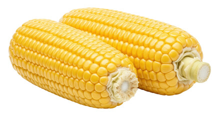 Isolated Two Yellow Corn Cobs