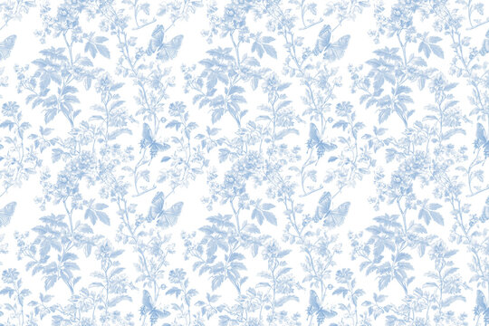 Fototapeta French Toile Blue Classic Pattern