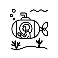 Line icon diving in a bathyscaphe vector on white background
Vector line icon on white background