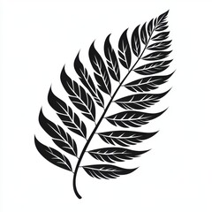 Obraz premium Fern frond with parallel leaf veins in graphic black and white